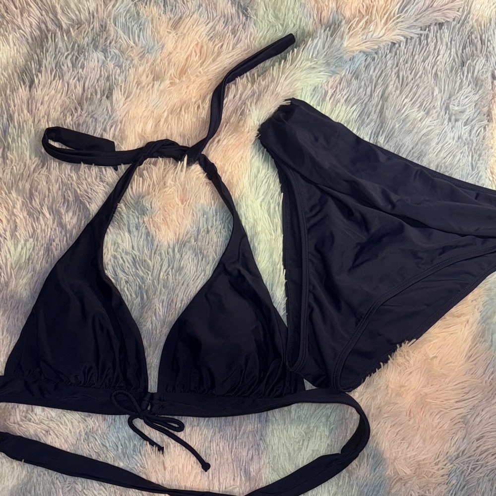 Navy blue Bikini Set tie halter